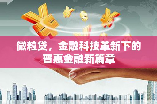 路北微粒贷，金融科技革新下的普惠金融新篇章