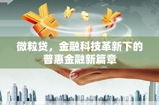 路北微粒贷，金融科技革新下的普惠金融新篇章